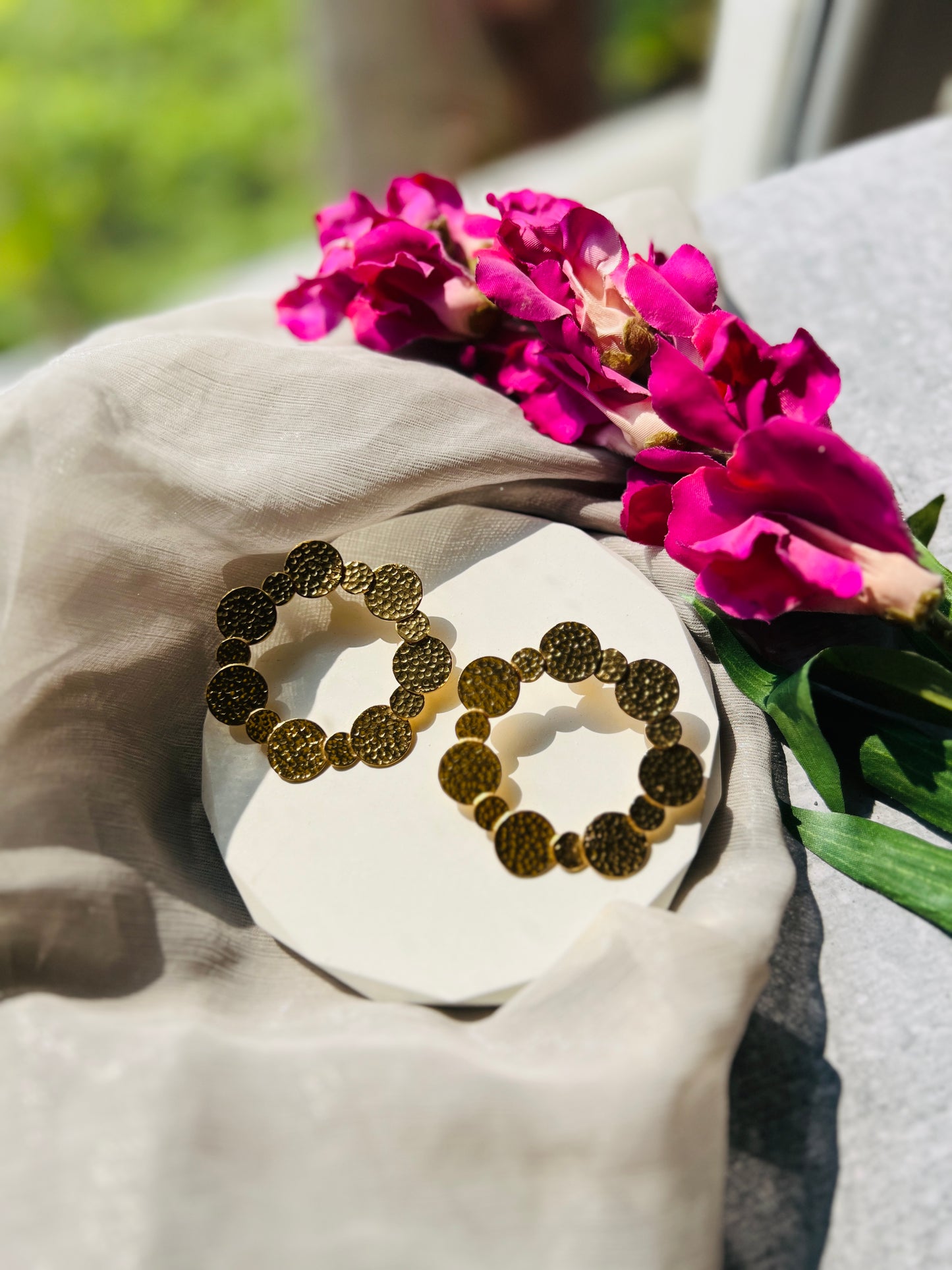 Aurelia Textured Circle Statement Earrings