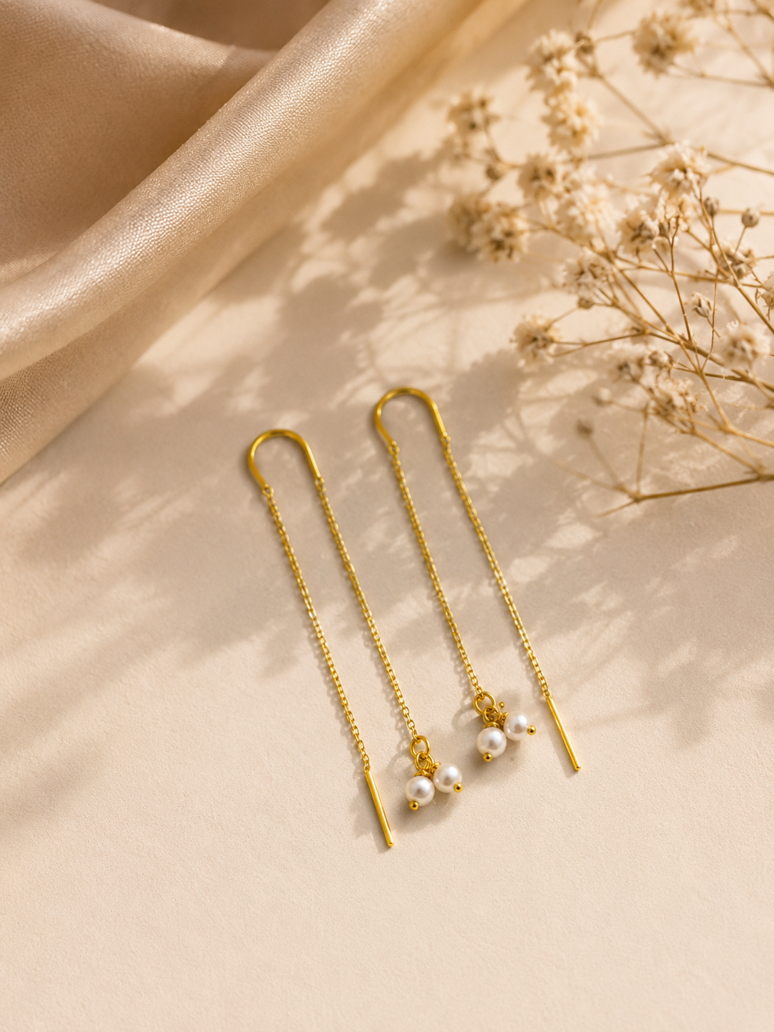 Pearl Whisper Thread Earrings