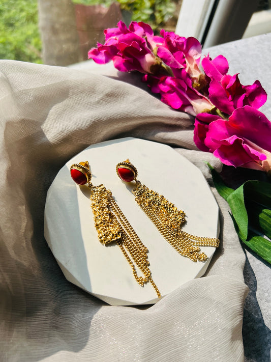 Ruby Cascade Chain Earrings