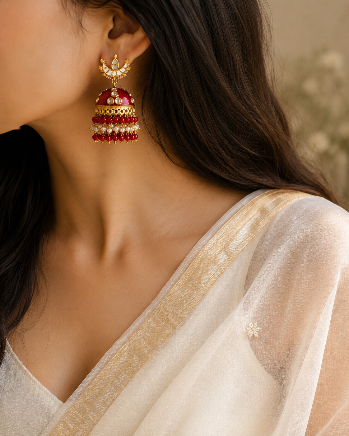 Crimson Royale Jhumkas