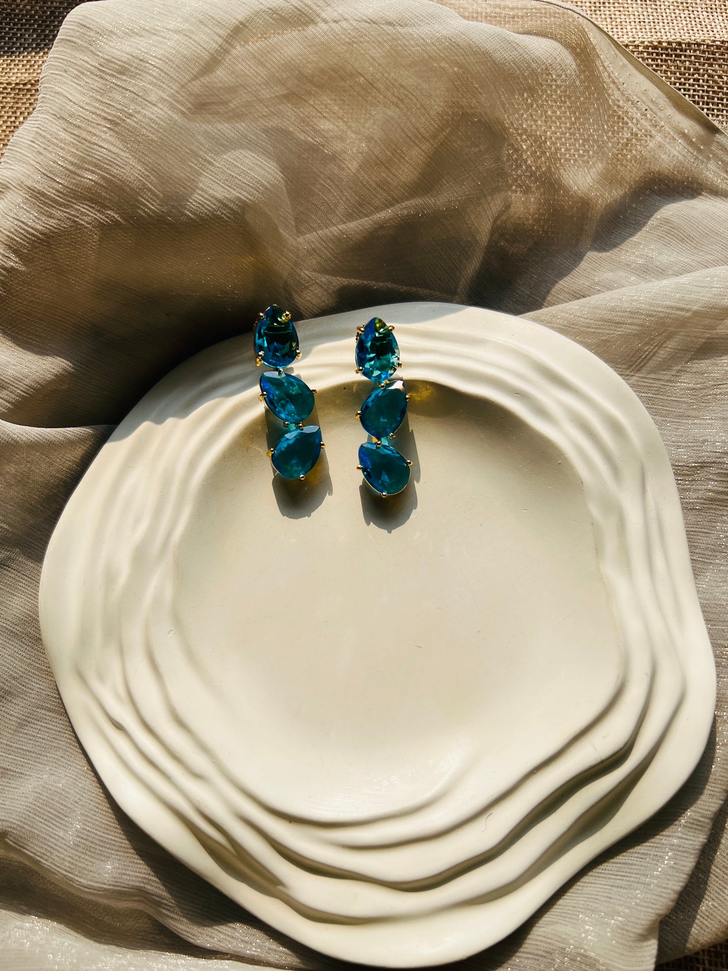 Triple Gleam Drop Earrings - Earrings