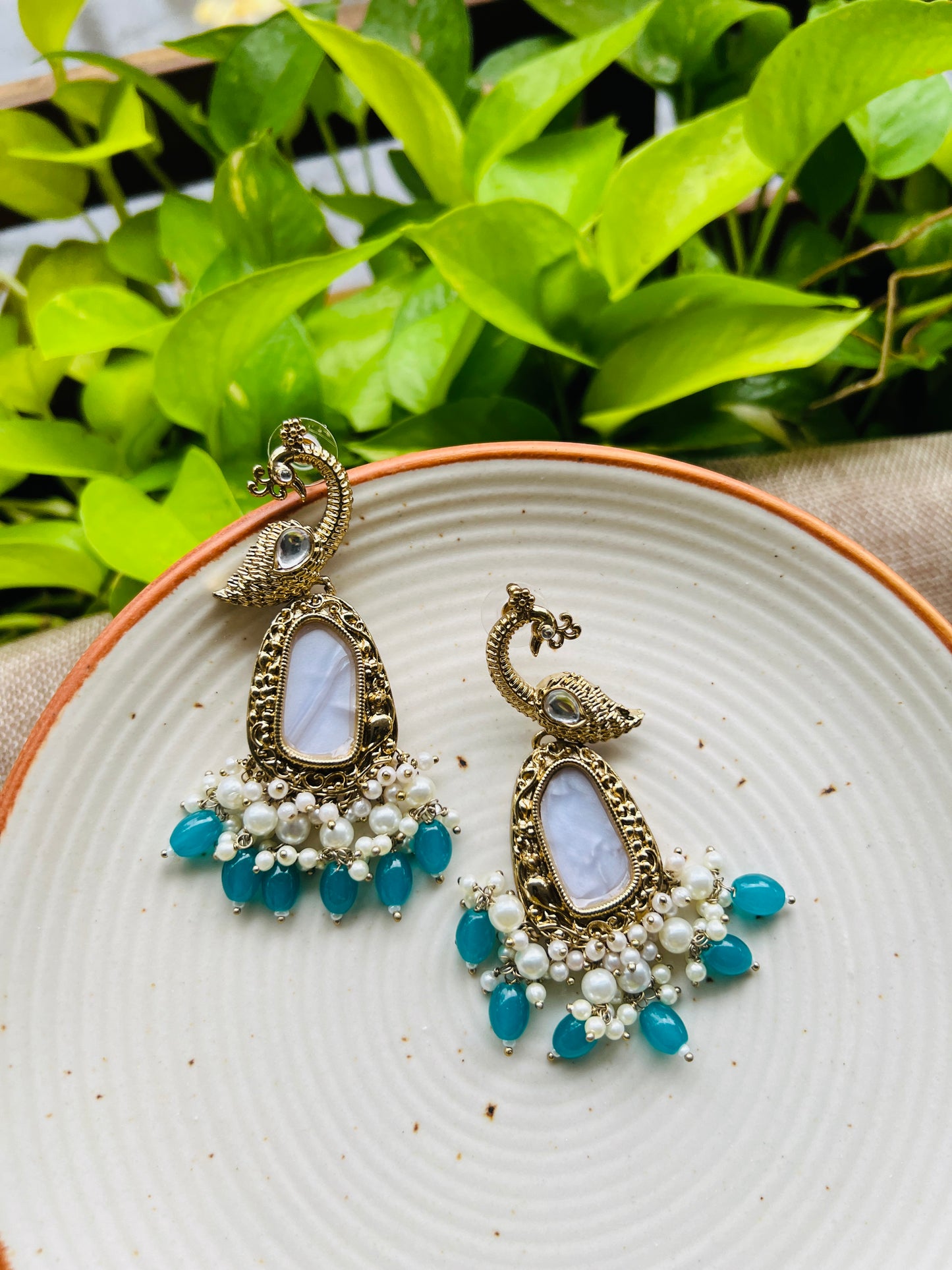 PEACOCK PEARL EARRINGS - Earrings