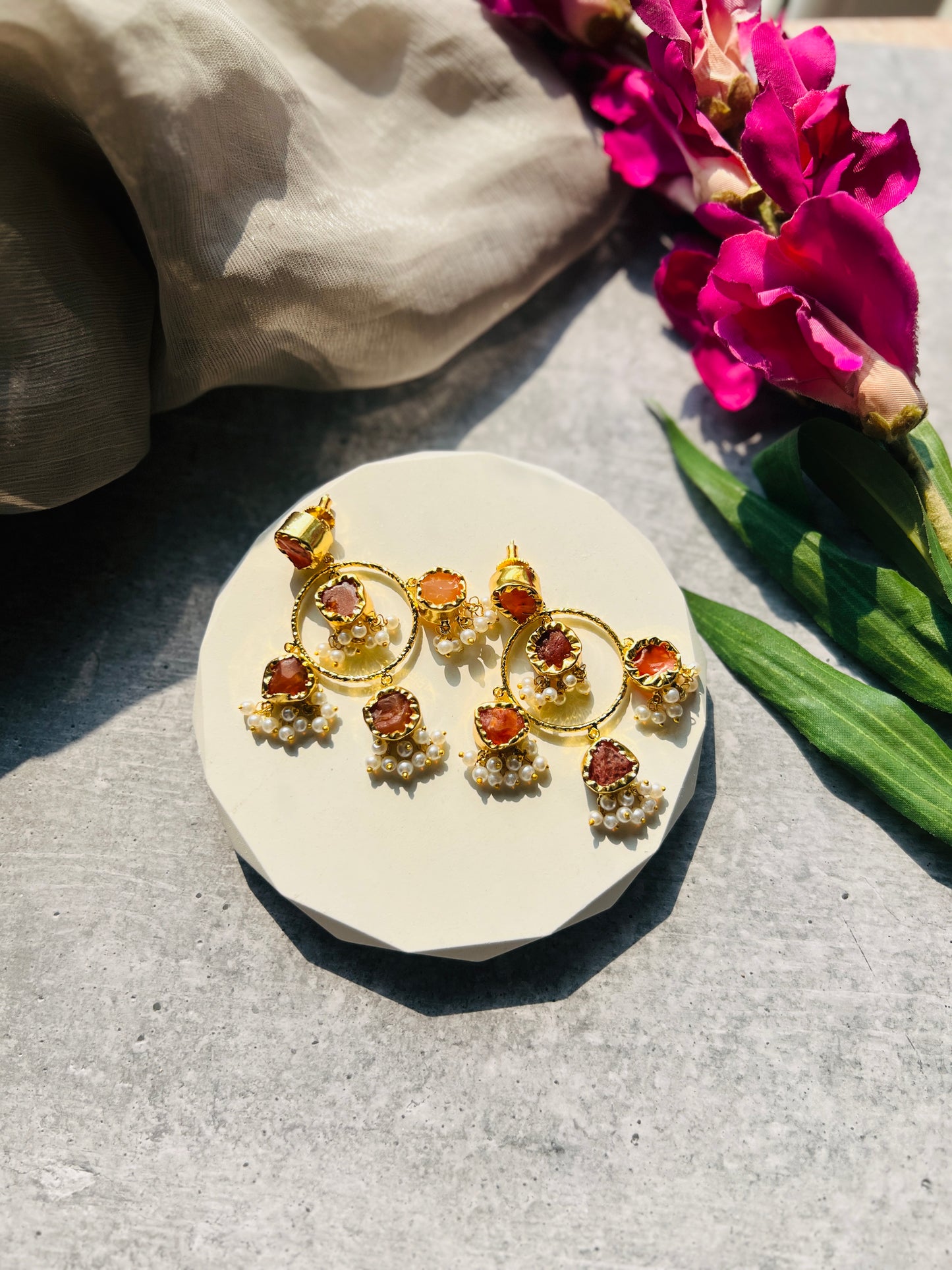 Noir Gulab Halo Earrings