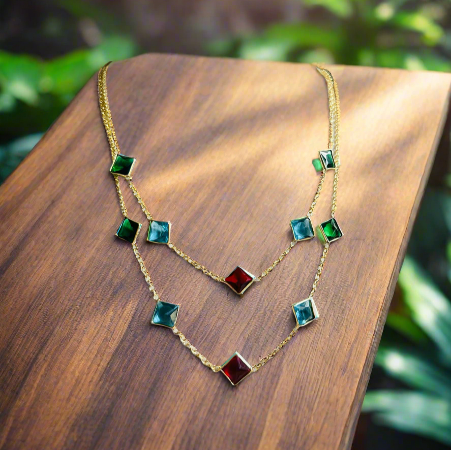 ANITYA MULTI STONE DOUBLE LAYER NECKPIECE - Neckpiece