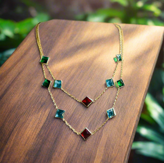 ANITYA MULTI STONE DOUBLE LAYER NECKPIECE - Neckpiece