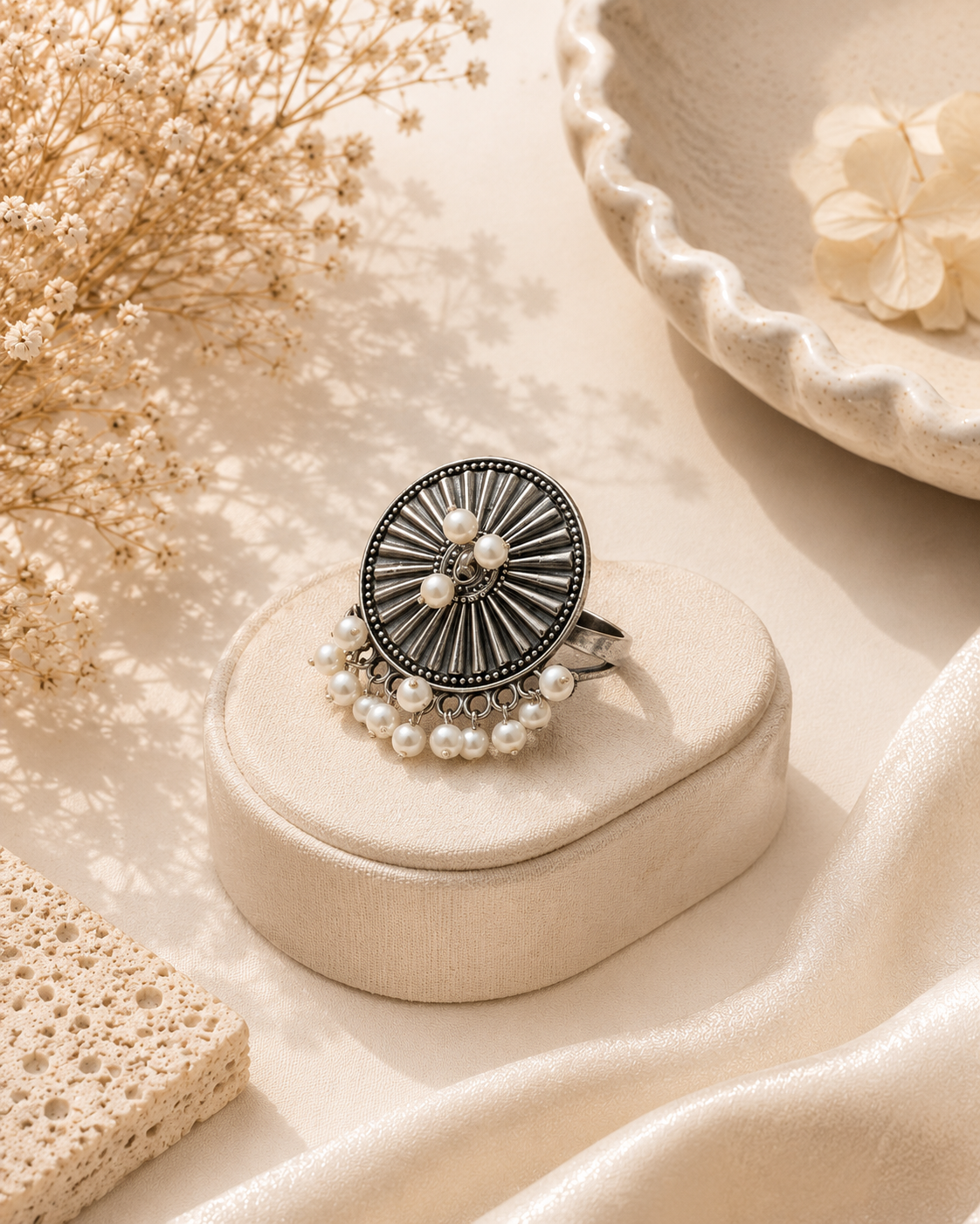 Surya Pearl Halo Ring