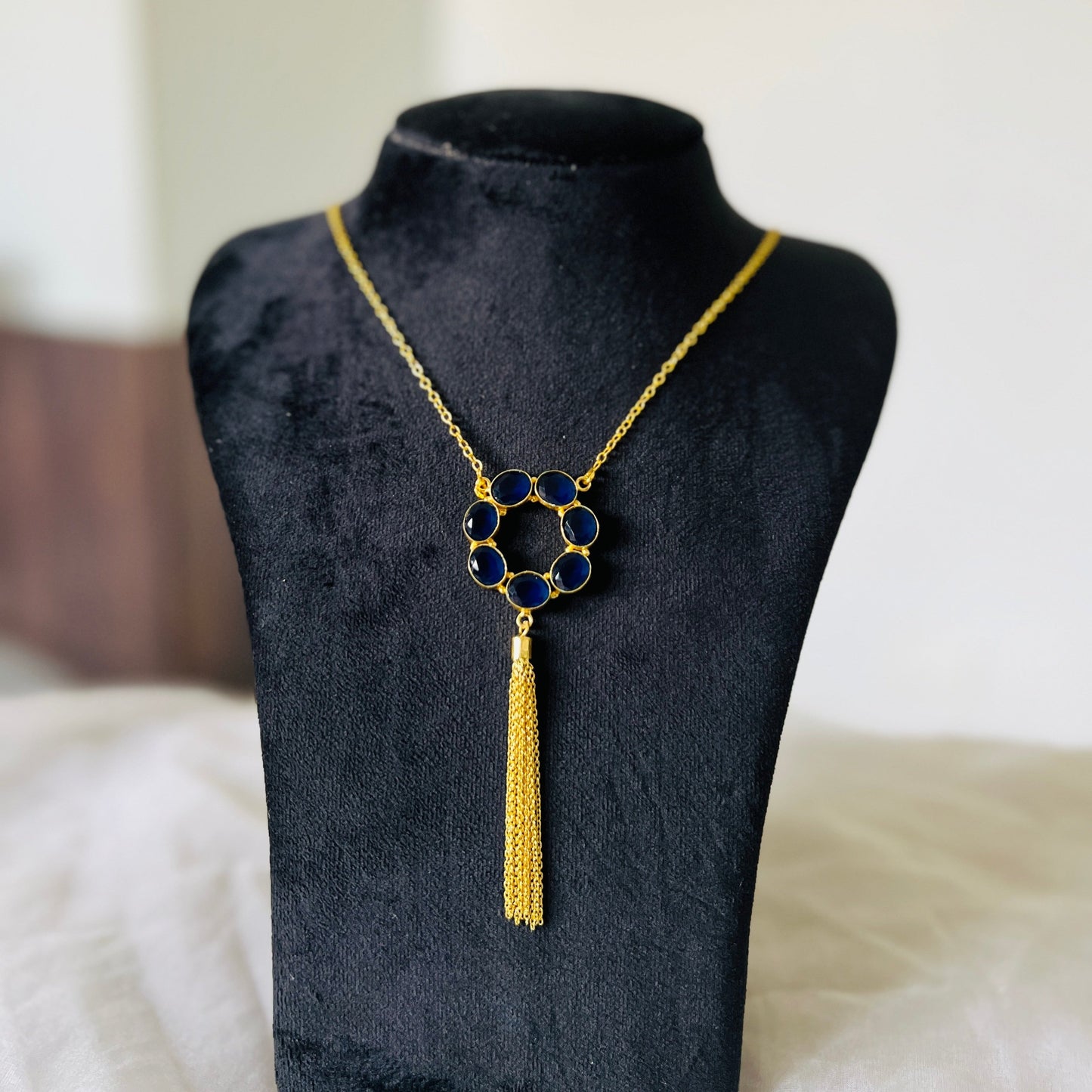 Blue Pendant Tassel chain - Neckpiece