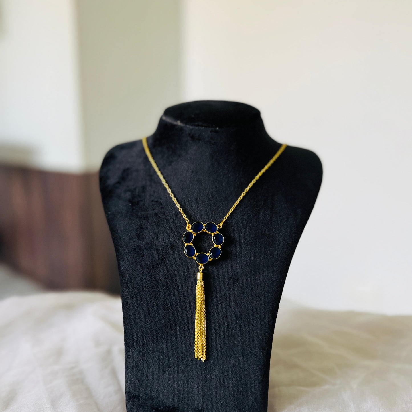 Blue Pendant Tassel chain - Neckpiece