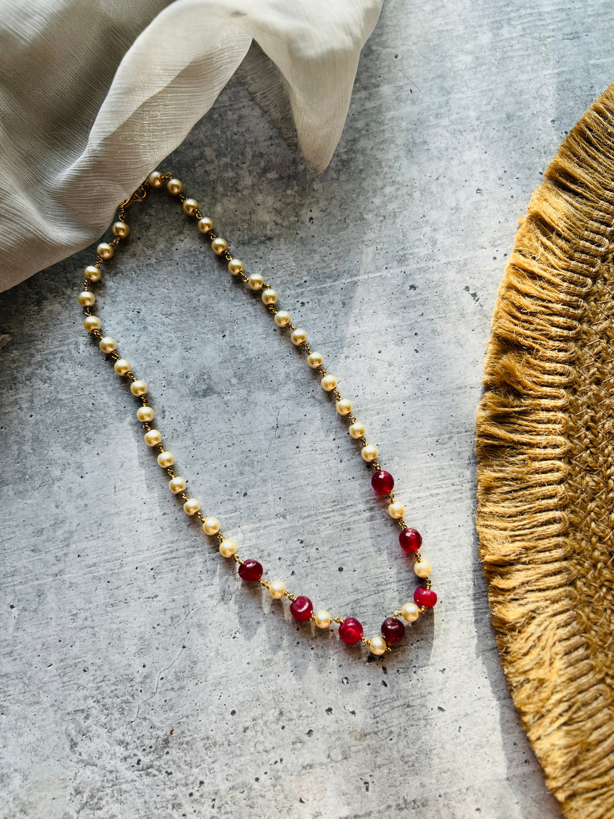 Ruby Pearl Elegance Necklace