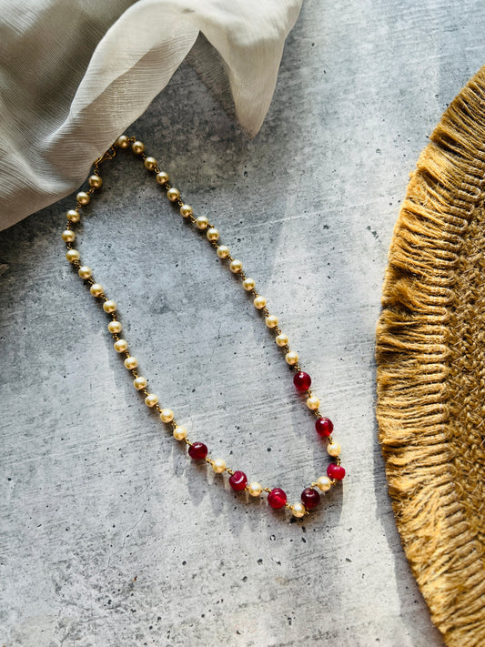 Ruby Pearl Elegance Necklace