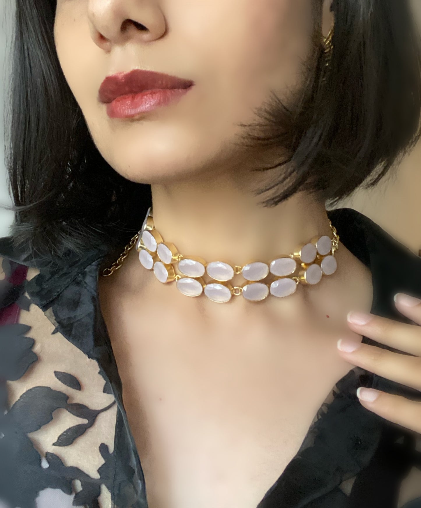 Blush Pink Stone Choker - Neckpiece