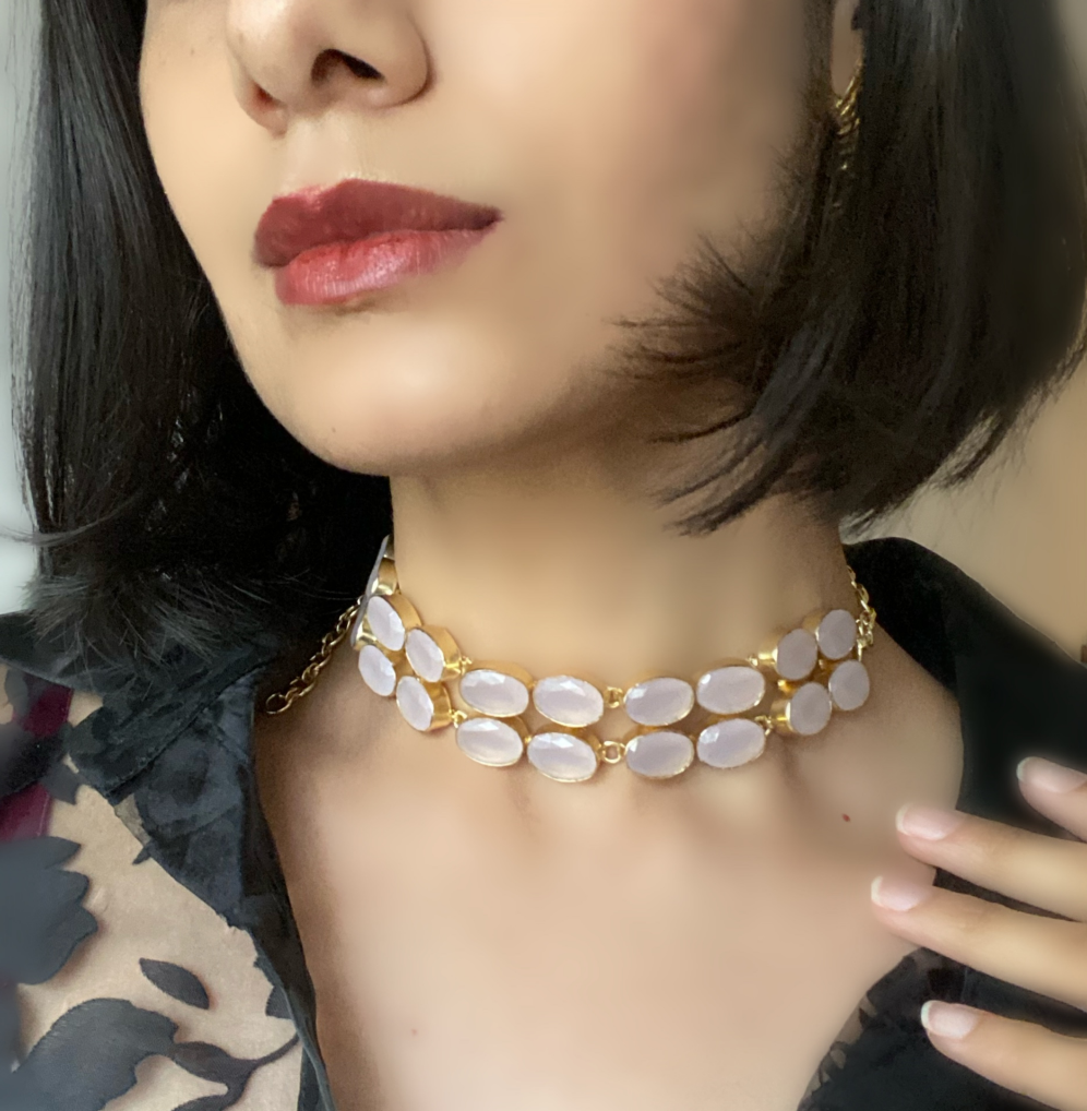 Blush Pink Stone Choker - Neckpiece