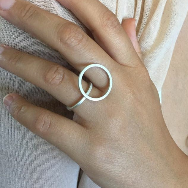 Silver Empty Circle Ring - rings