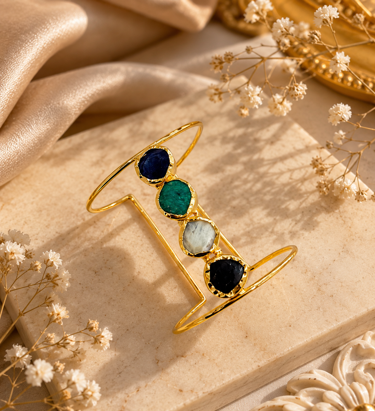 Linear Adjustable Gold Bangle