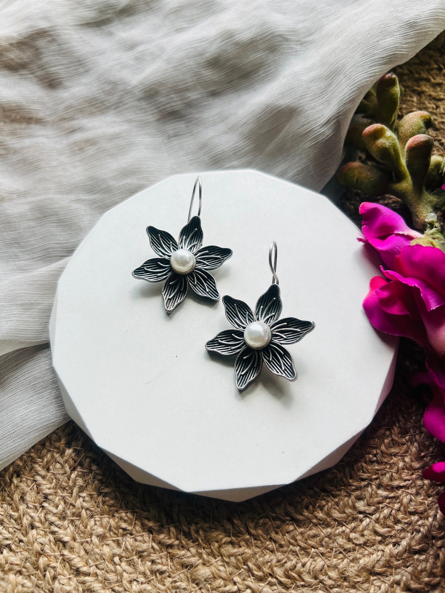 Antique Blossom Hoops - Earrings