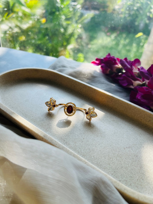 Ruby Petal Adjustable Ring