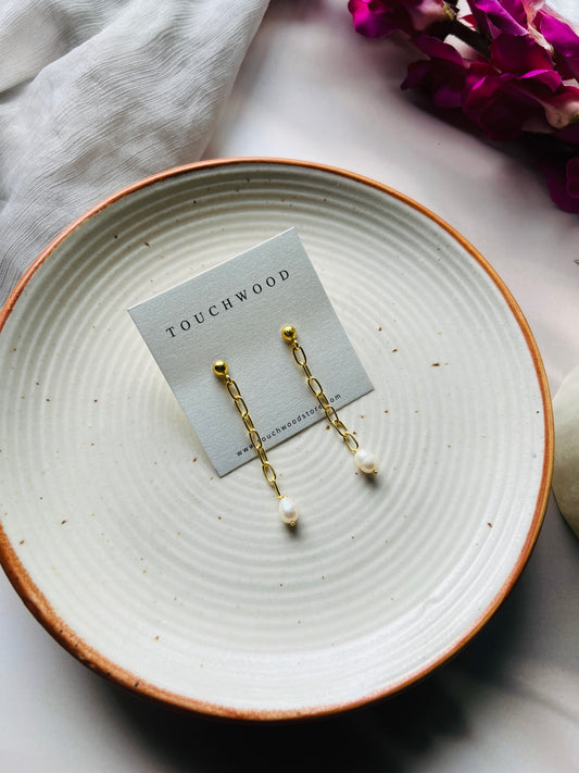 Pearl Chain Earring - Earrings
