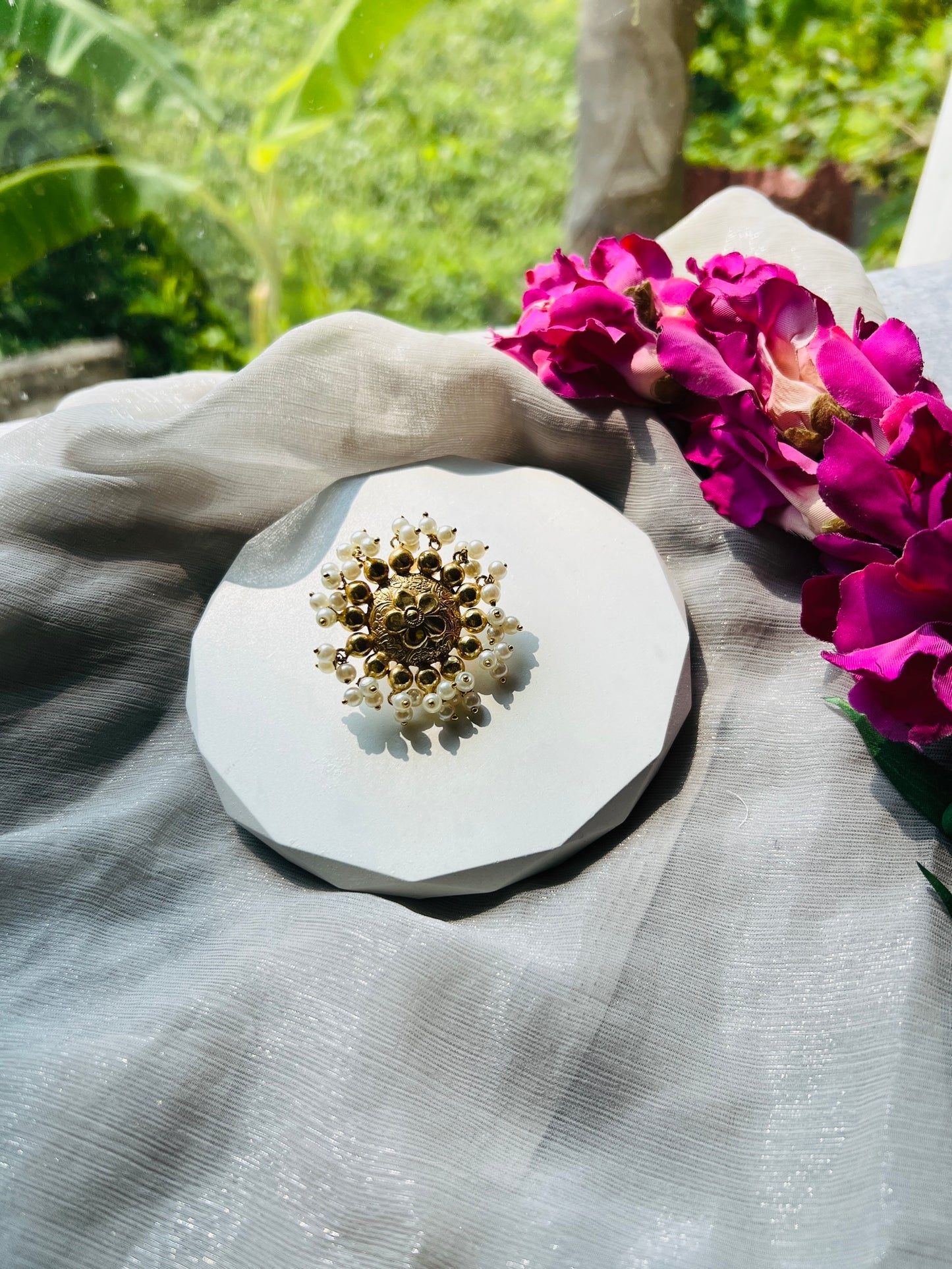 Pearl Bloom Adjustable Ring