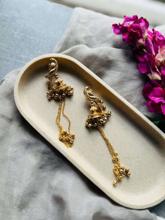 Rajwadi Chain Jhumkis