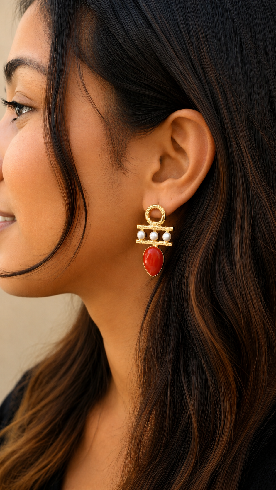 Scarlet Pearl Empress Earrings