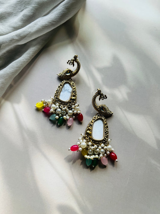 PEACOCK PEARL EARRINGS - Earrings