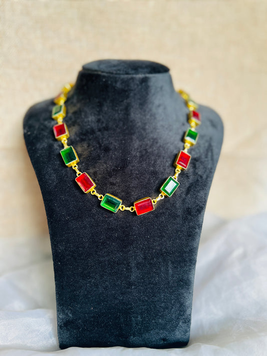 Multicolour Brick Stone Necklace - Neckpiece