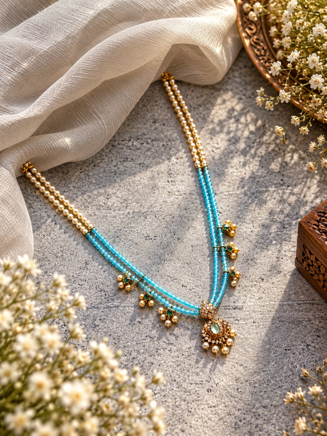 Celestia Pearl Beaded Necklace