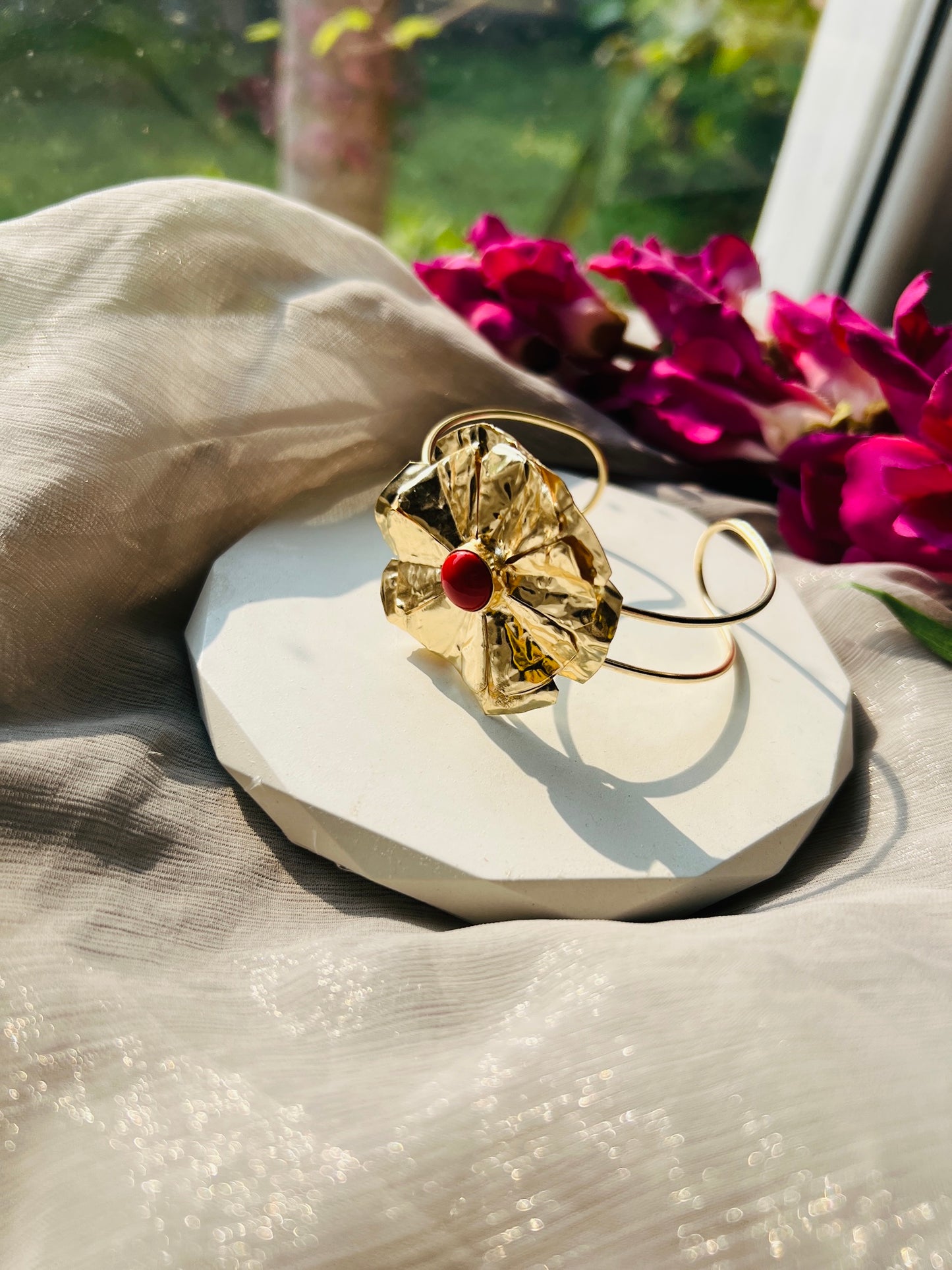Aurelia Scarlet Bloom Cuff Bangle