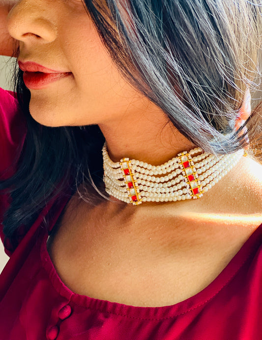 Wave Pearl Choker - Neckpiece
