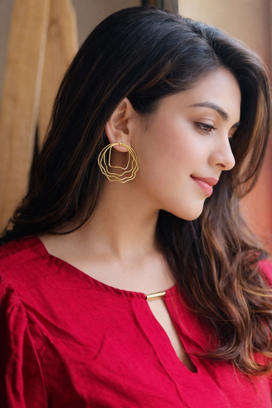 Golden Swirl Spiral Earrings