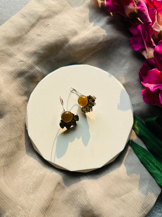 Golden Petal Stone Earrings