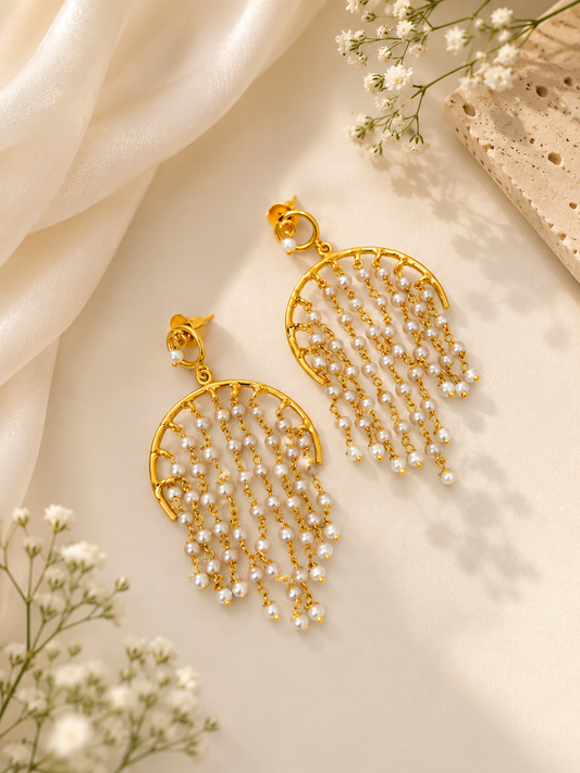Kasavu Pearl Cascade Earrings