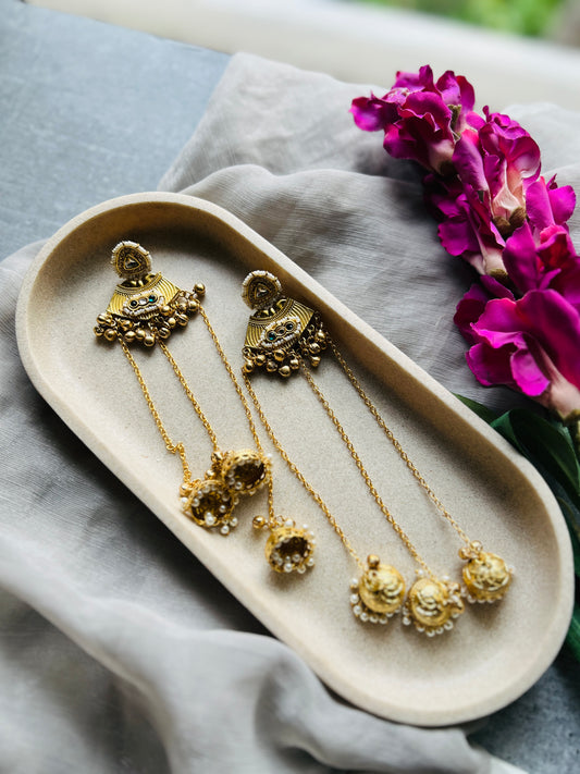 Noor Jharna Chain Jhumkas