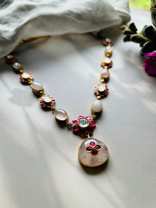 Blush Garnet Bloom Neckpiece