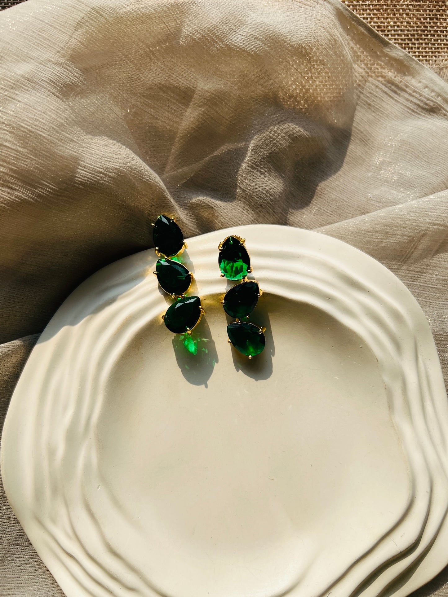 Triple Gleam Drop Earrings - Earrings