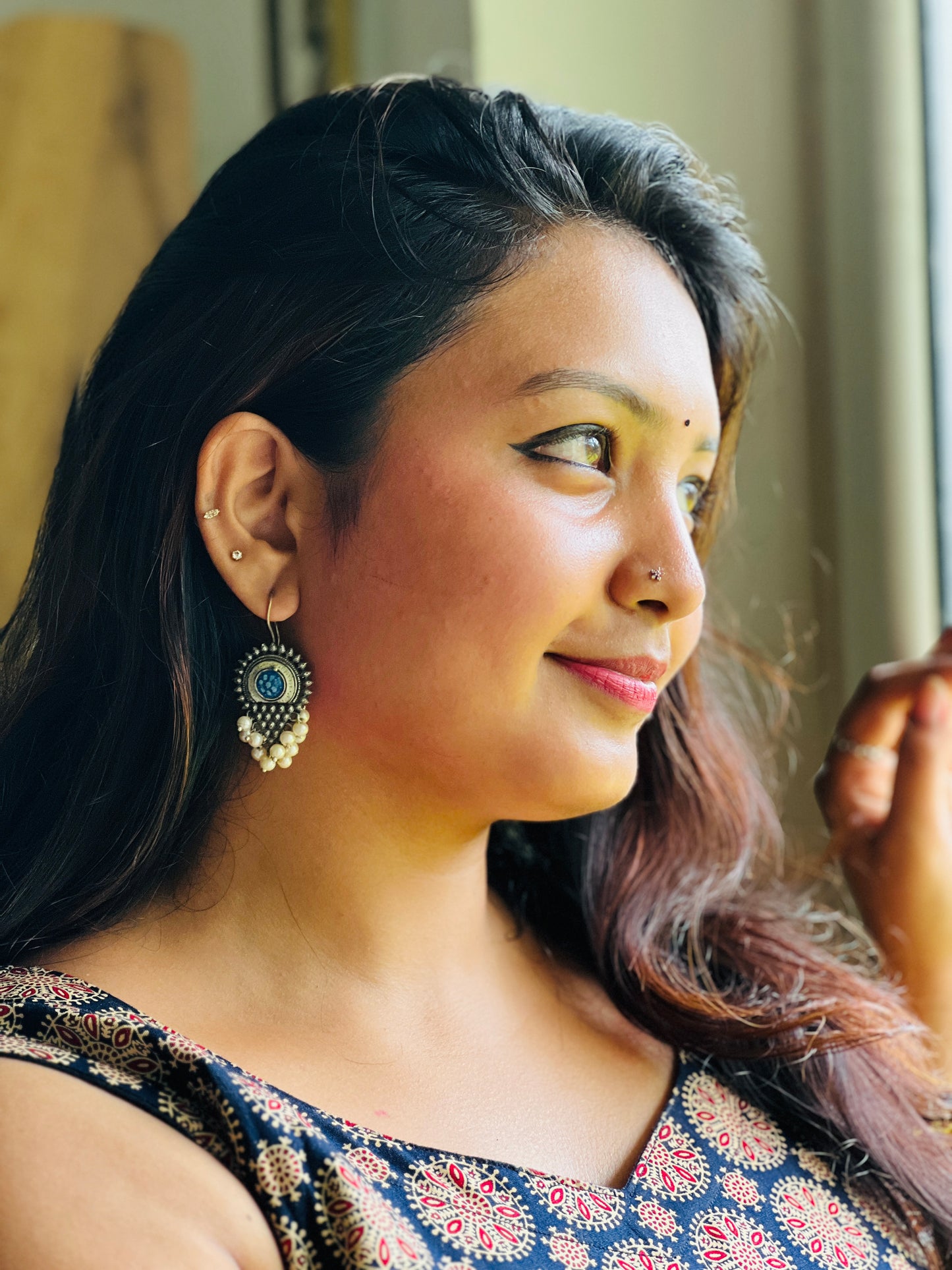 Artisan Pearl Silver Hoops - Earrings