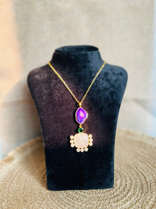 Long Multi Colour Pendant Chain - Neckpiece