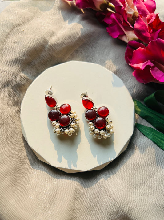 Ruby Pearl Bloom Earrings