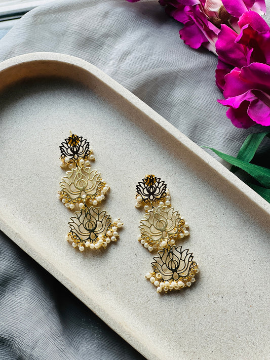 Lotus Cascade Pearl Earrings