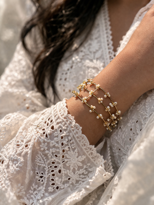 Triple Grace Pearl Bangle