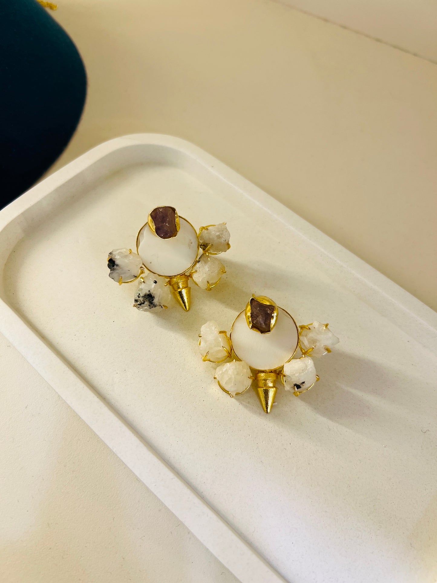 Blush Ember Stone Statement Earrings