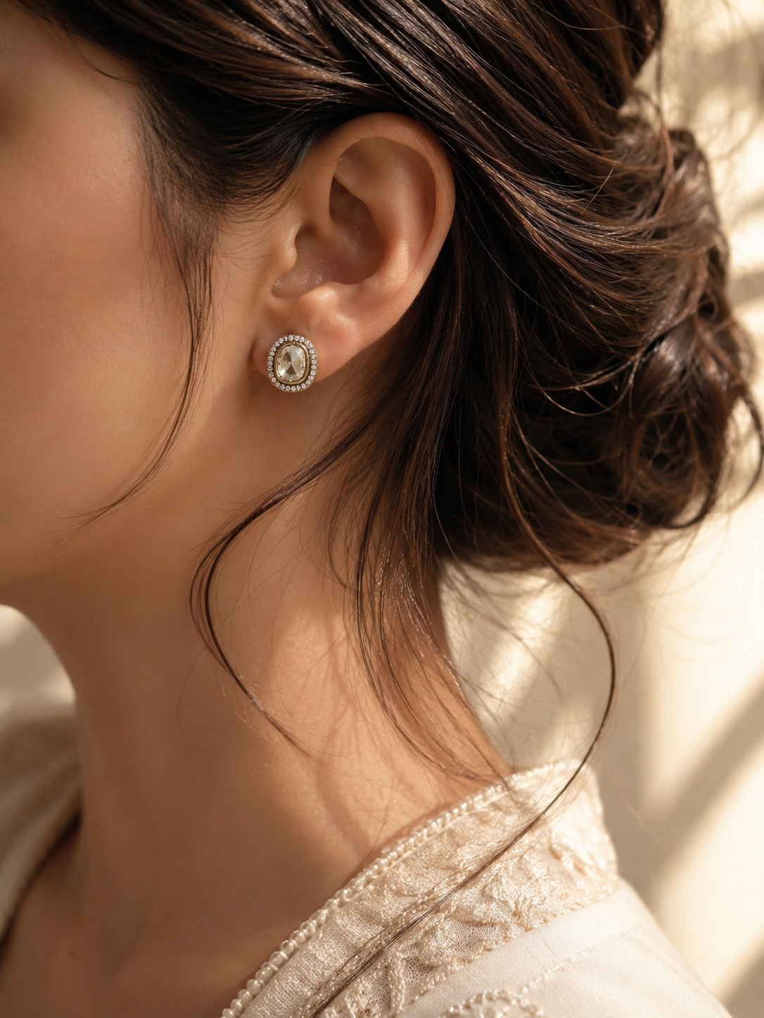 Ivory Halo Studs