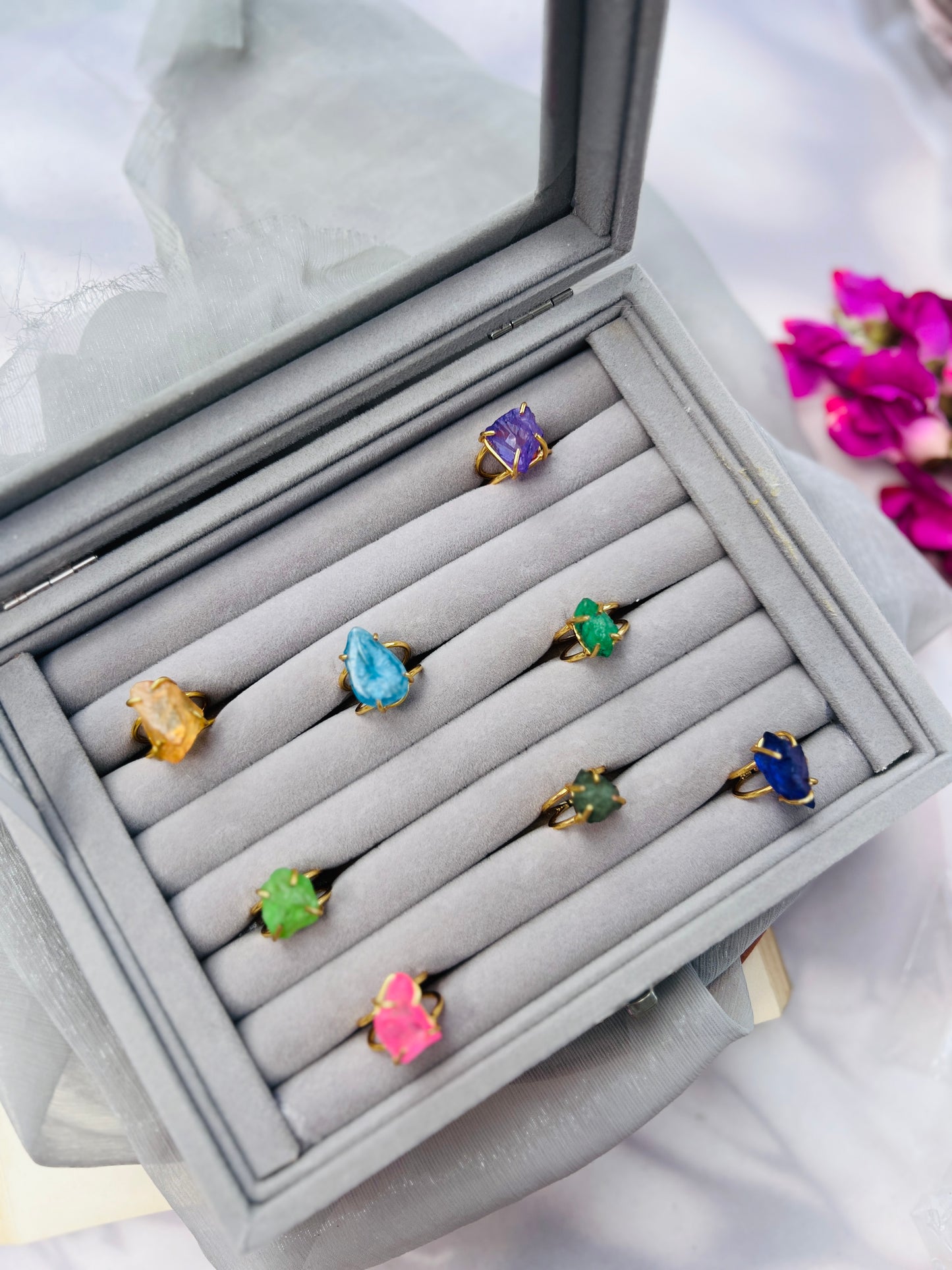 Aura Natural Stone Adjustable Ring