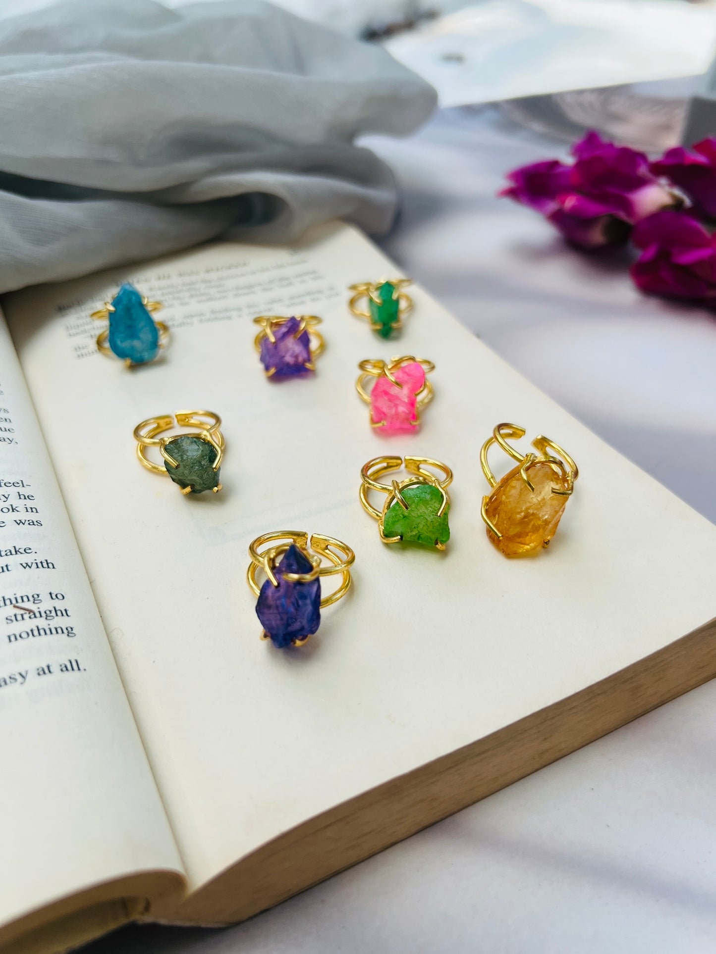 Aura Natural Stone Adjustable Ring