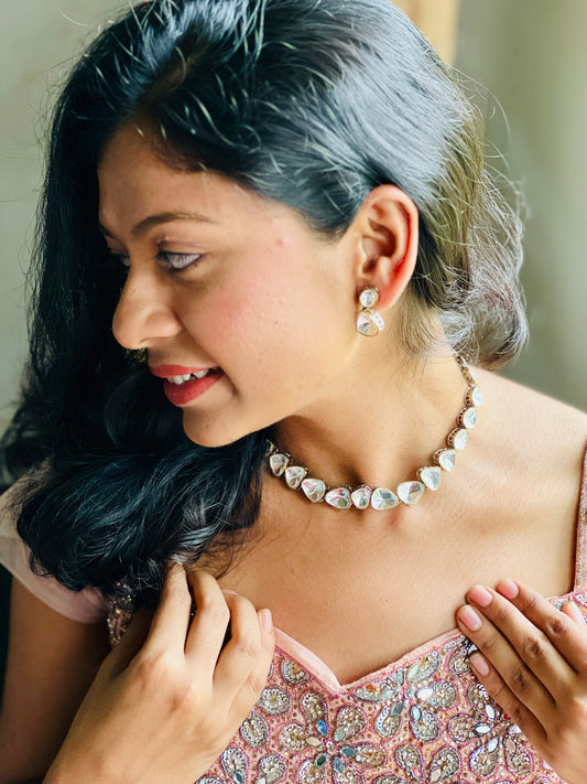 Ziya Polki Kundan Stone Neckpiece - Neckpiece