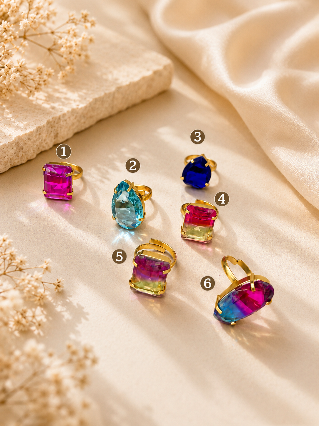 Aurora Prism Statement Rings Collection
