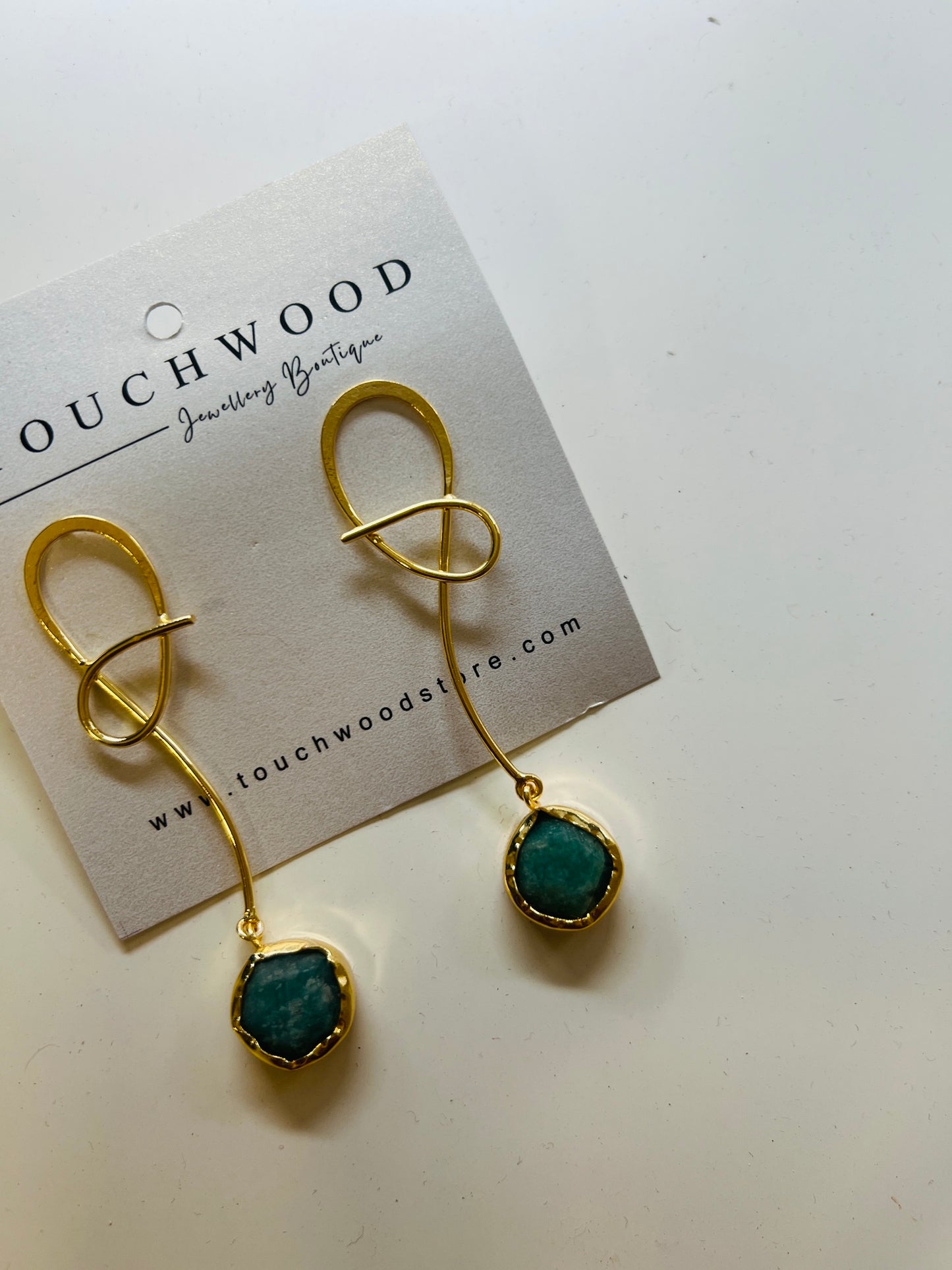 Golden Loop Natural Stone Drop Earrings