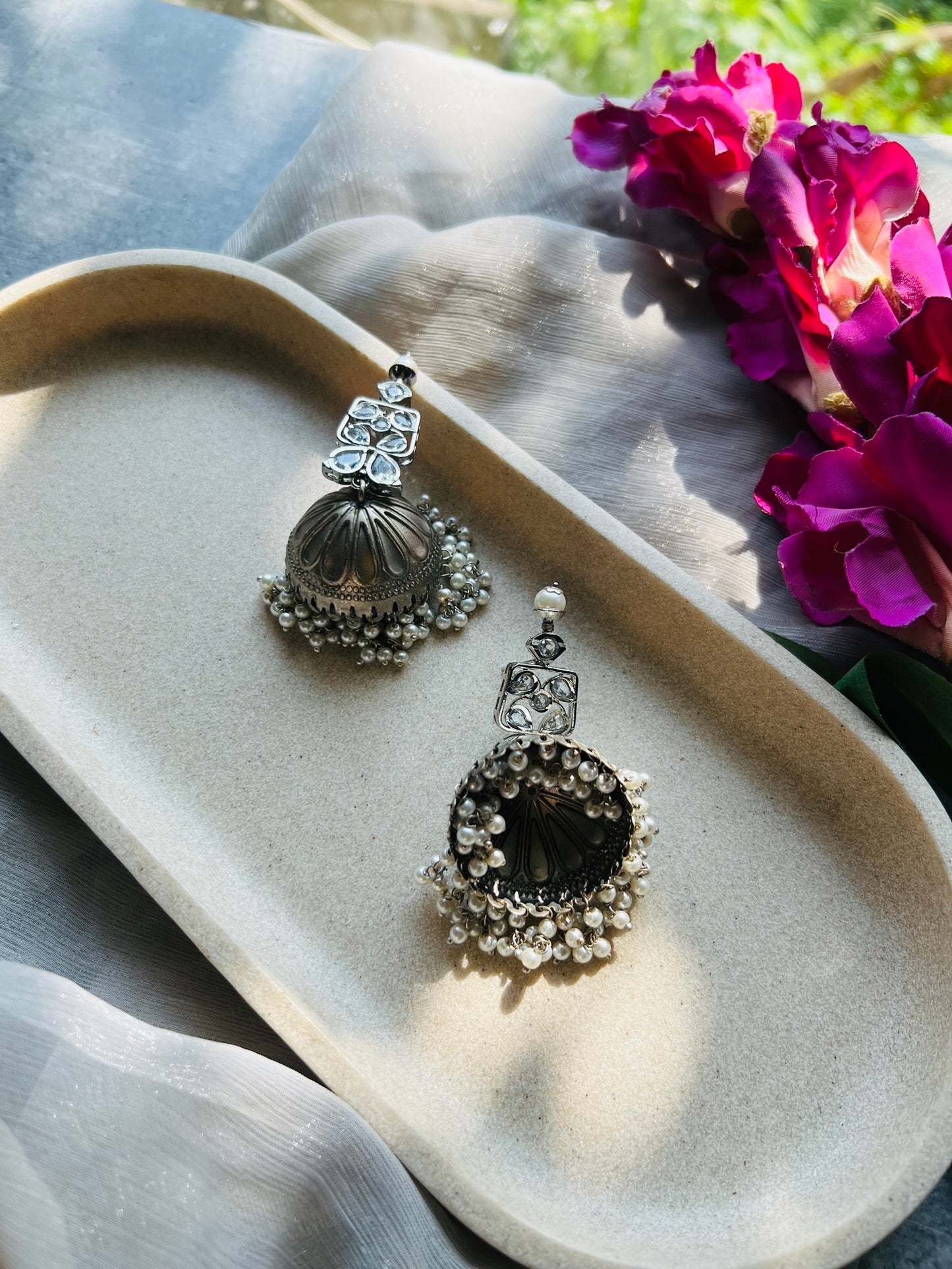 Chandrika Oxidised Jhumkis