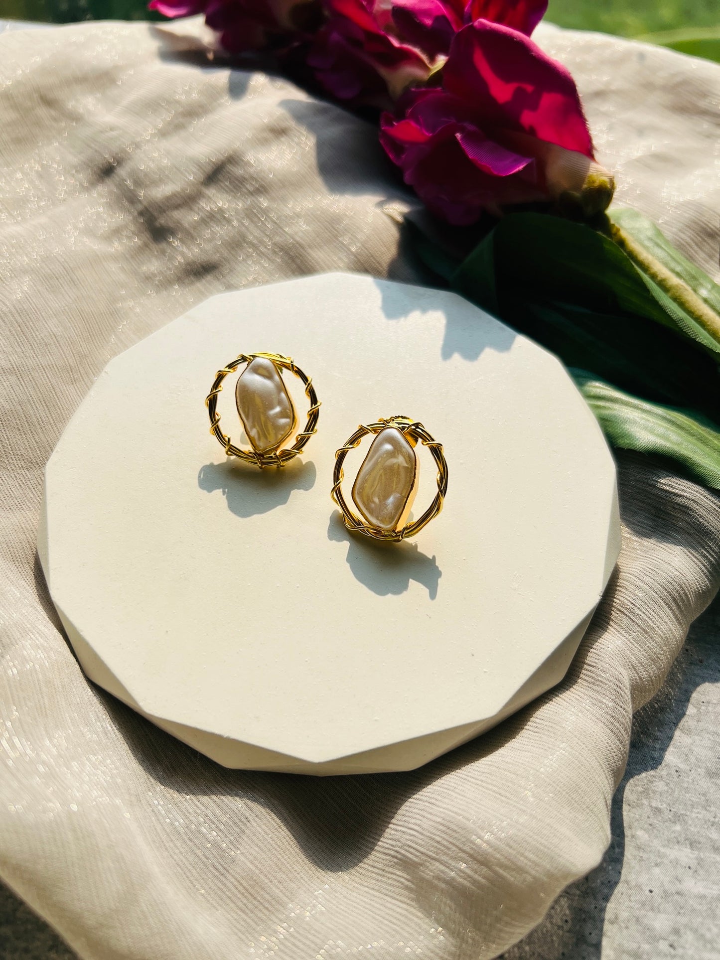 Ivory Baroque Pearl Studs