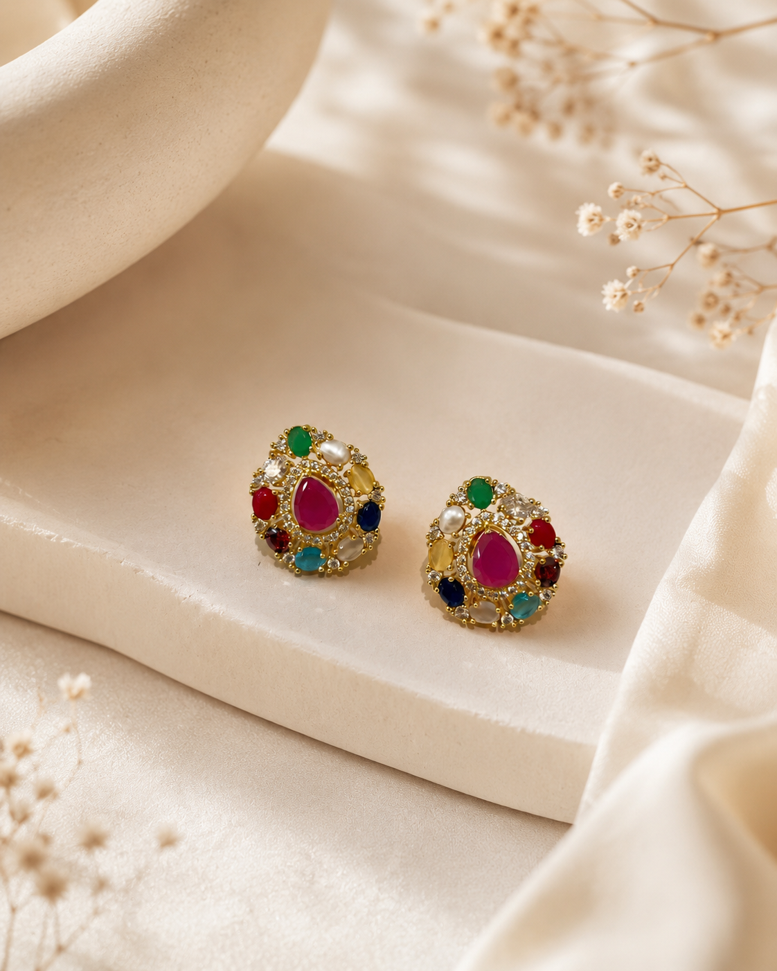 Nayra Navratna Earrings